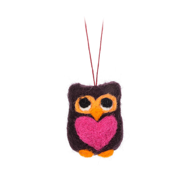 Owl heart ornament