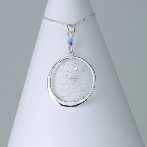 Silver Dreamcatcher pendant with Swarovski