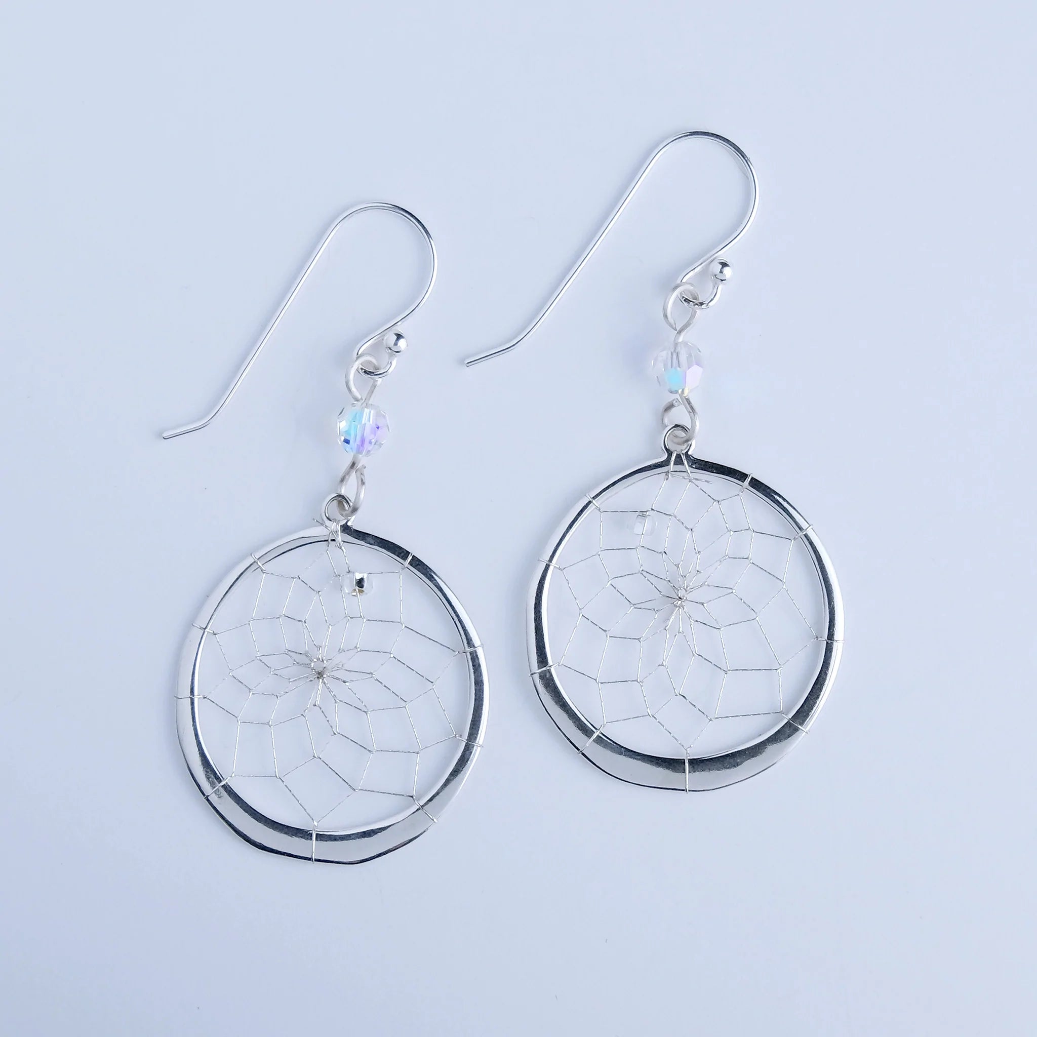 Silver Dreamcatcher Earings with Swarovski Crystal